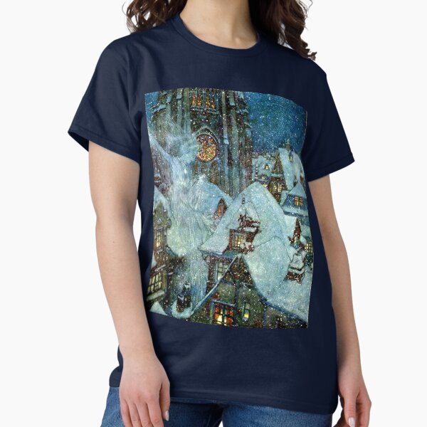 Item preview, The Snow Queen Flies Over A Snowy Christmas Village - Edmund Dulac designed and sold by forgottenbeauty.