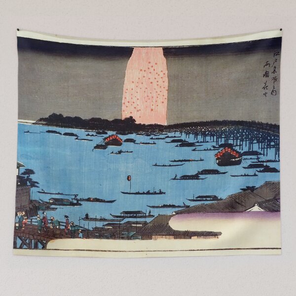 Item preview, Utagawa Hiroshige - Fireworks at Ryogoku Bridge designed and sold by Hangastudio.