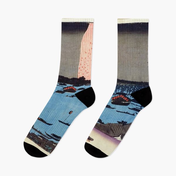 Item preview, Utagawa Hiroshige - Fireworks at Ryogoku Bridge designed and sold by Hangastudio.