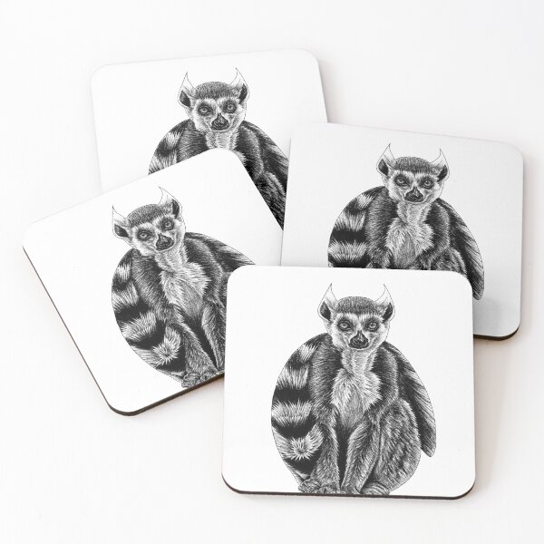 Item preview, Ring tailed lemur - ink illustration designed and sold by LorenDowding.