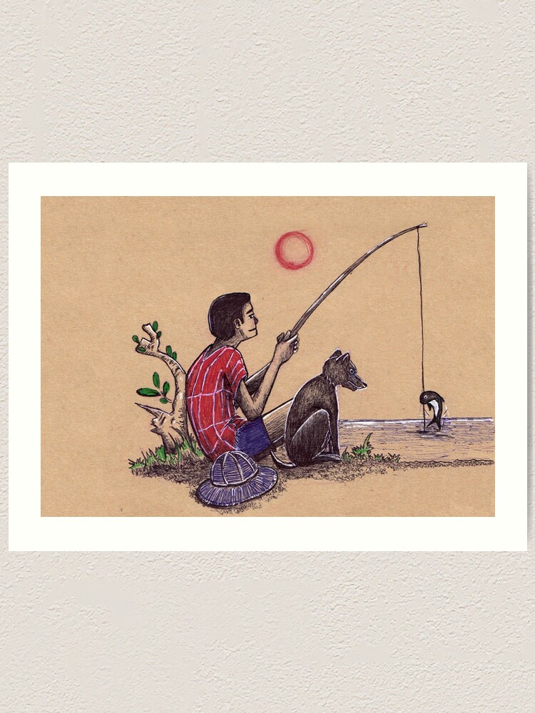 Karen boy fishing | Art Print