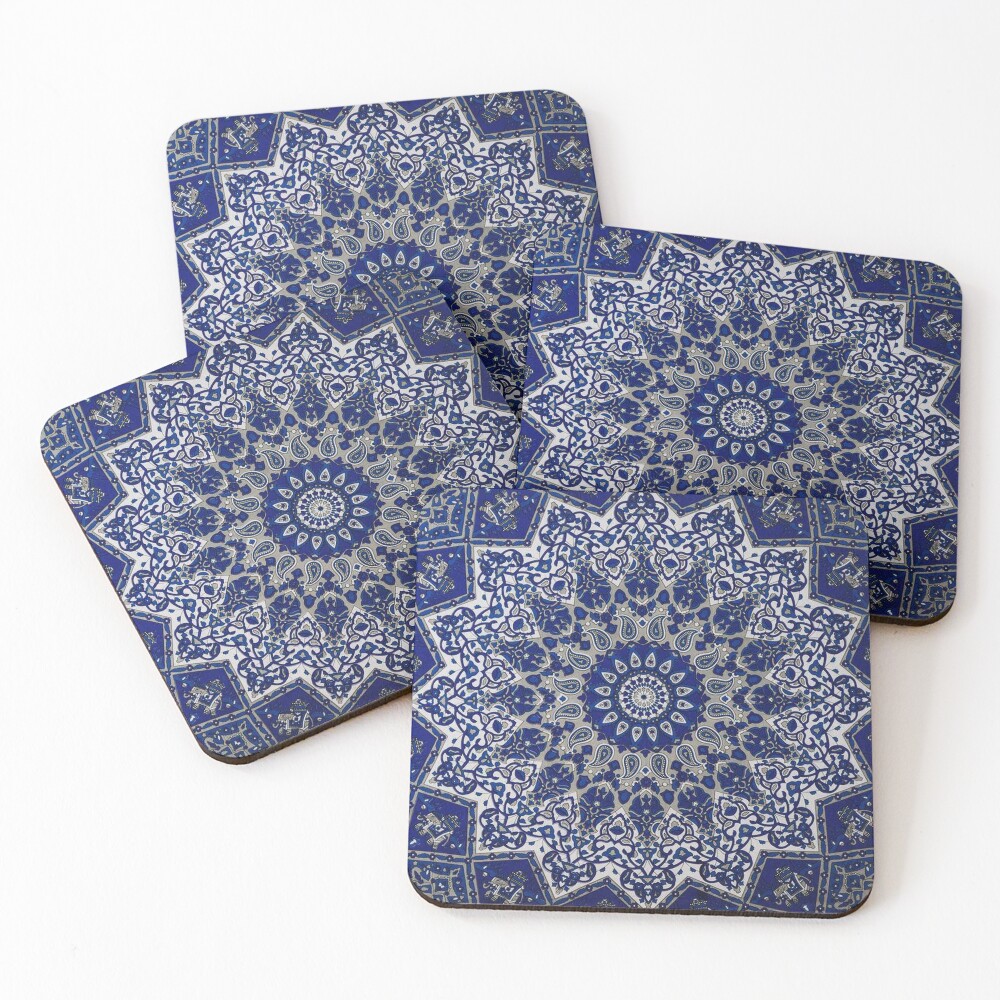 Andalusia Blue Alhambra Traditional Moroccan Artwork  Coasters (Set of 4)