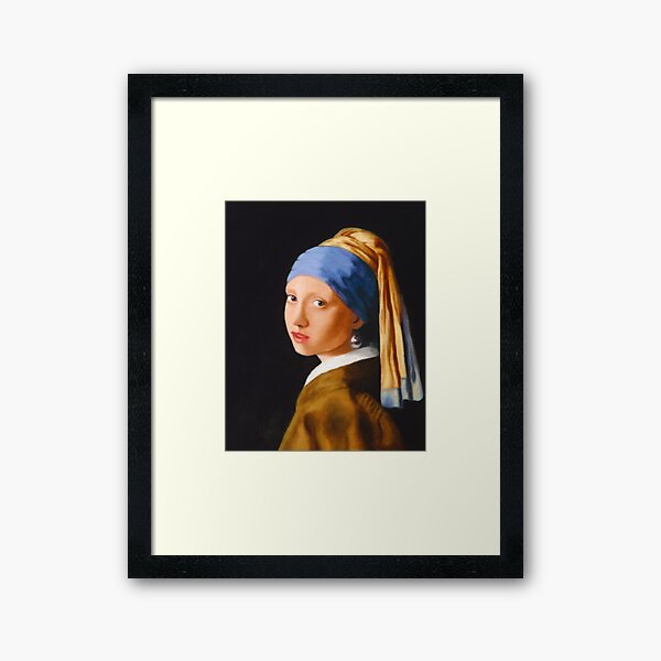 Reproduction of Johannes Vermeer's work "Girl with a Pearl Earring" Framed Art Print