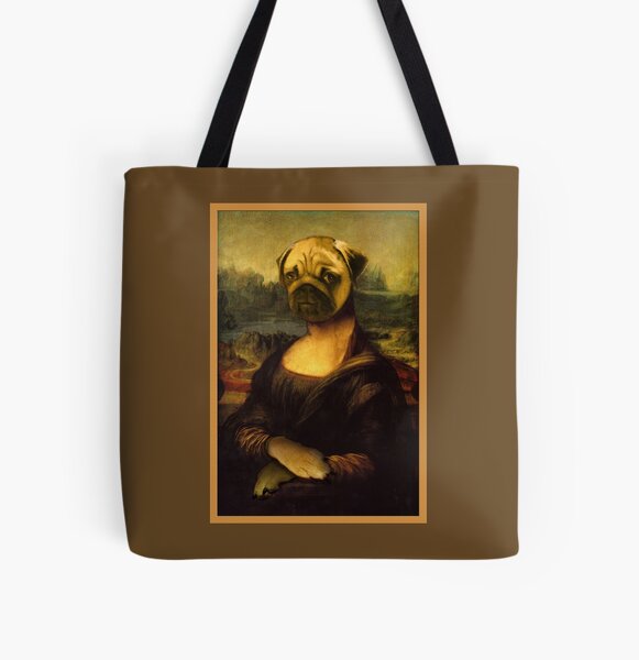 Mona Lisa Pug All Over Print Tote Bag