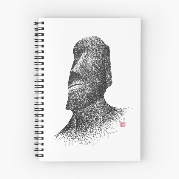 Item preview, Easter Island Moai hand drawn pen and ink illustration in black and white.  designed and sold by Wiggly Lines.