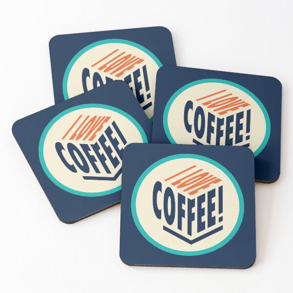 Item preview, I Love Coffee Blue Orange Retro Logo-Style Motif by Cappobeano designed and sold by cappobeano.