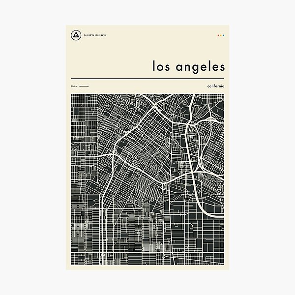 Item preview, LOS ANGELES MAP designed and sold by JazzberryBlue.
