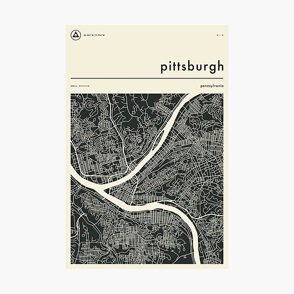 Item preview, PITTSBURGH MAP designed and sold by JazzberryBlue.