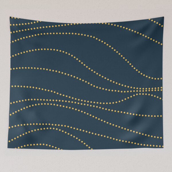 Item preview, Sun Trails Modern Minimalist Pattern in Mustard Yellow and Navy Blue designed and sold by kierkegaard.