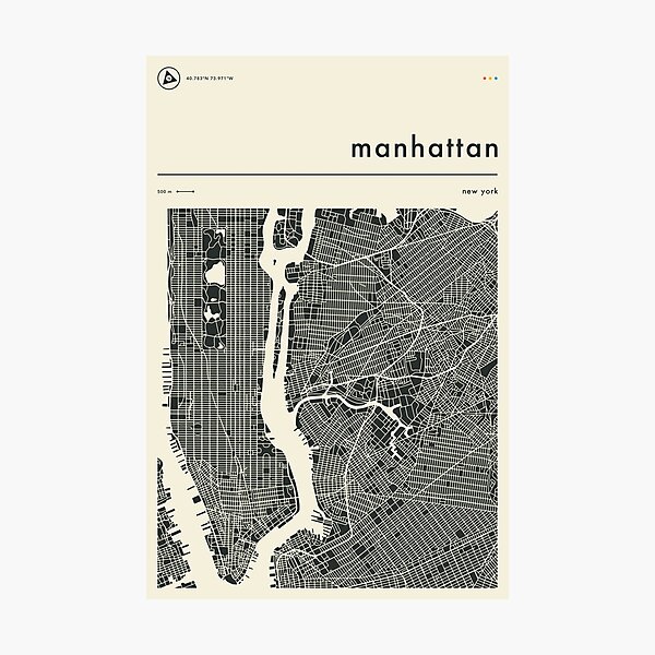 Item preview, MANHATTAN MAP designed and sold by JazzberryBlue.