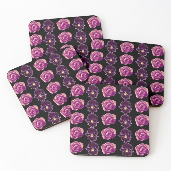 Item preview, Purple and yellow pansies and pink roses black background designed and sold by LevyAmanda.