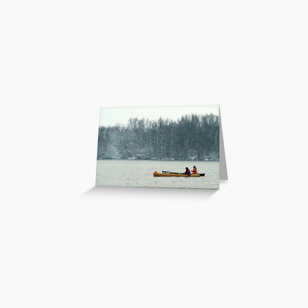 Two canoes on a winter lake Greeting Card
