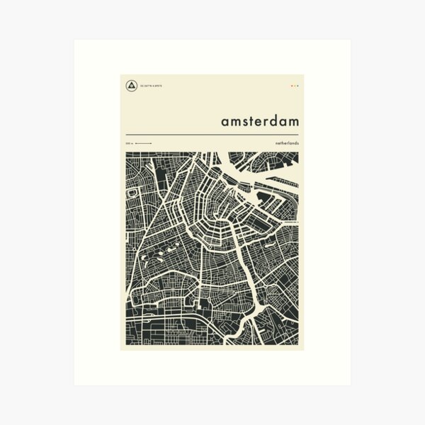 Street Art Amsterdam Map Amsterdam Street Map Art Prints | Redbubble