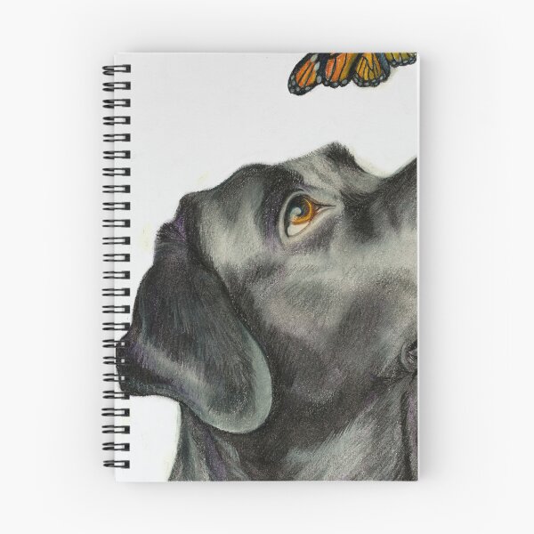 Item preview, "Lab and the Butterfly" Black Lab Dog Art Oil Pastel designed and sold by Jessica Tomaino.