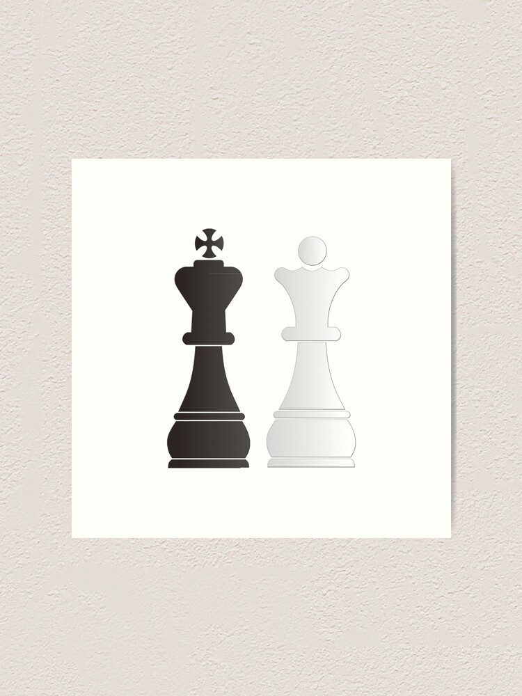 Black King White Queen Chess Pieces Art Print By Peculiardesign