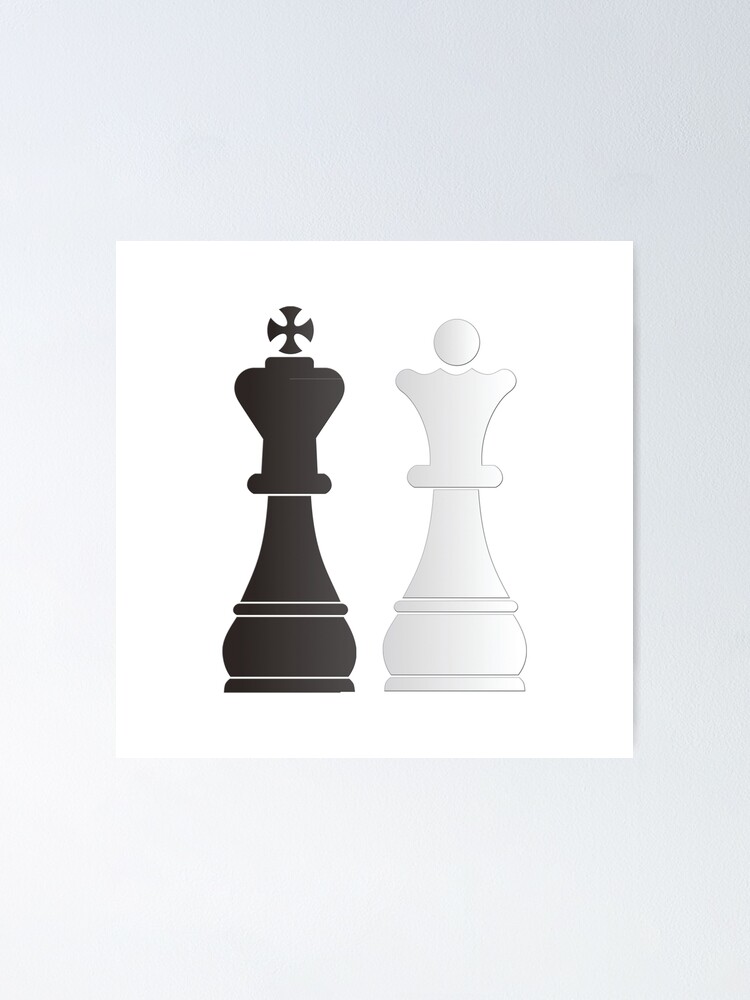 Black King White Queen Chess Pieces Poster By Peculiardesign
