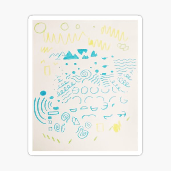 Blue and Yellow Shape Waves Sticker