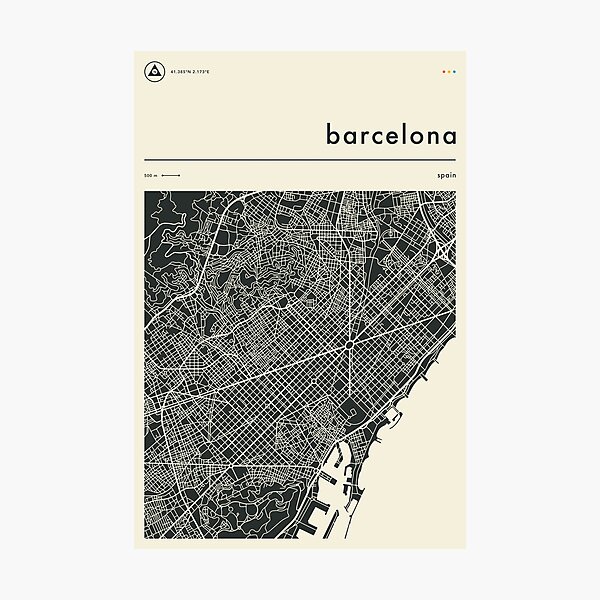 Vista previa del artículo con la obra «MAPA DE BARCELONA», diseñado y vendido por JazzberryBlue.