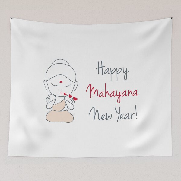 Item preview, Happy mahayana new year- cute buddha blowing kissed with greeting designed and sold by Shawlin Islam.