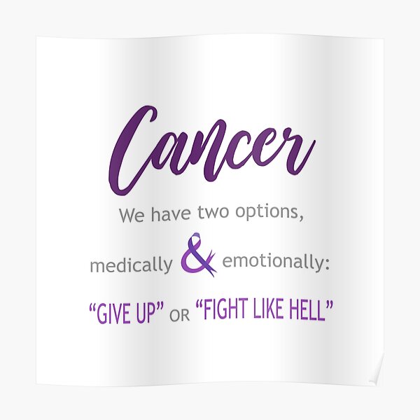 Cancer Survivor Quotes Give Up Or Fight Like Hell Poster By Amelislam Redbubble