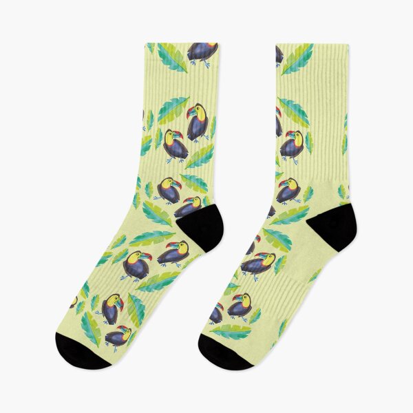 Item preview, Girly Toucans and tropical leaves pattern designed and sold by jazzydevil.