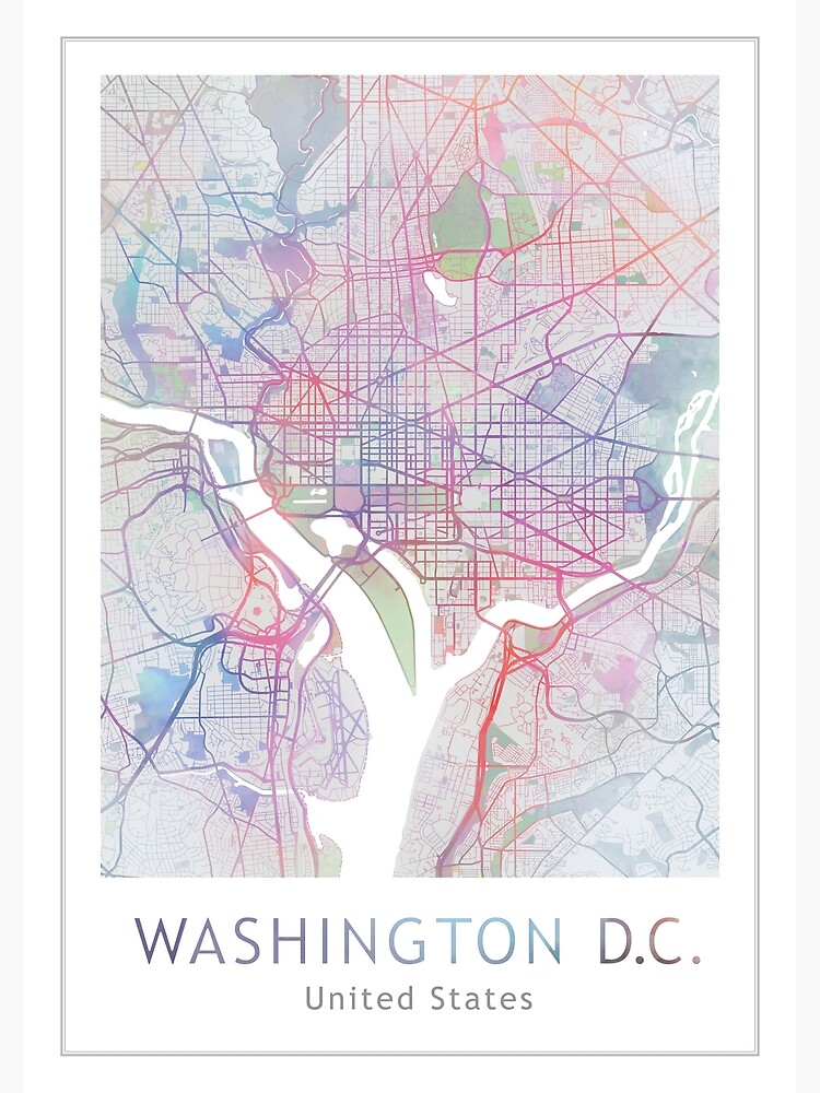 Washington Dc Map Usa City Us Map Travel Traveler Gift Postcard By Theredfinch Redbubble