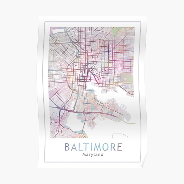 Baltimore Map, USA City, US Map,Travel, Traveler Gift Poster