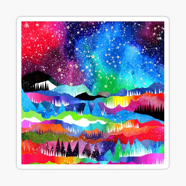 Winter Constellations and rainbow mountains Sticker