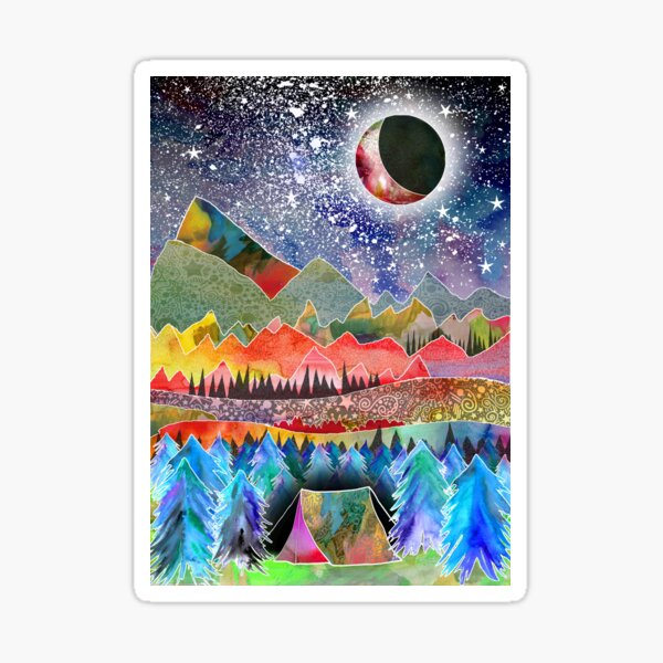 Camping under the moon Sticker