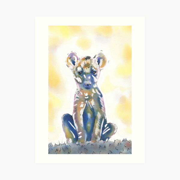 Baby Hyena Watercolour Illustration Art Print