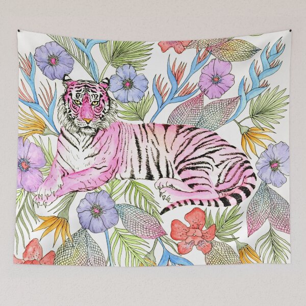 Item preview, The Pink Tiger and flowers designed and sold by Audrey Robitaille.