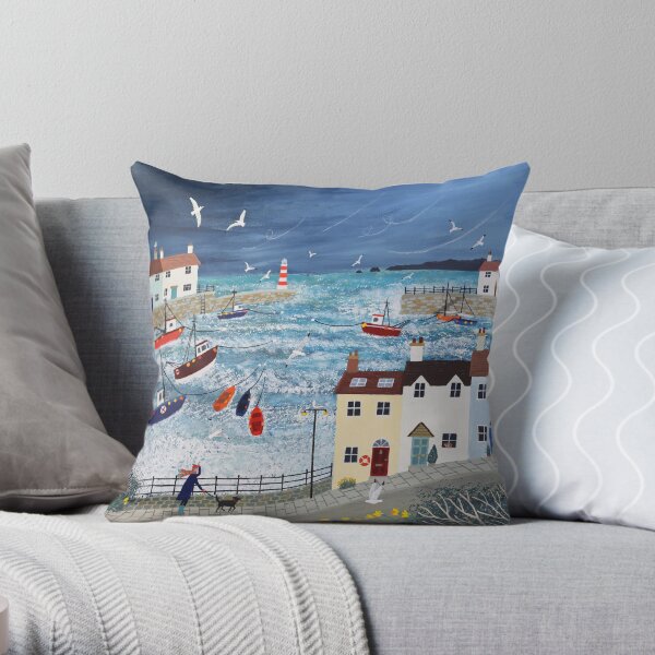 Stormy Harbour Throw Pillow