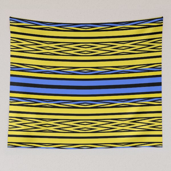 Item preview, Bright yellow blue ornament decor decorative designed and sold by fuzzyfox.