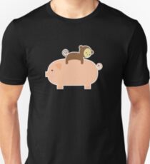 Baby Monkey Riding on a Pig Unisex T-Shirt