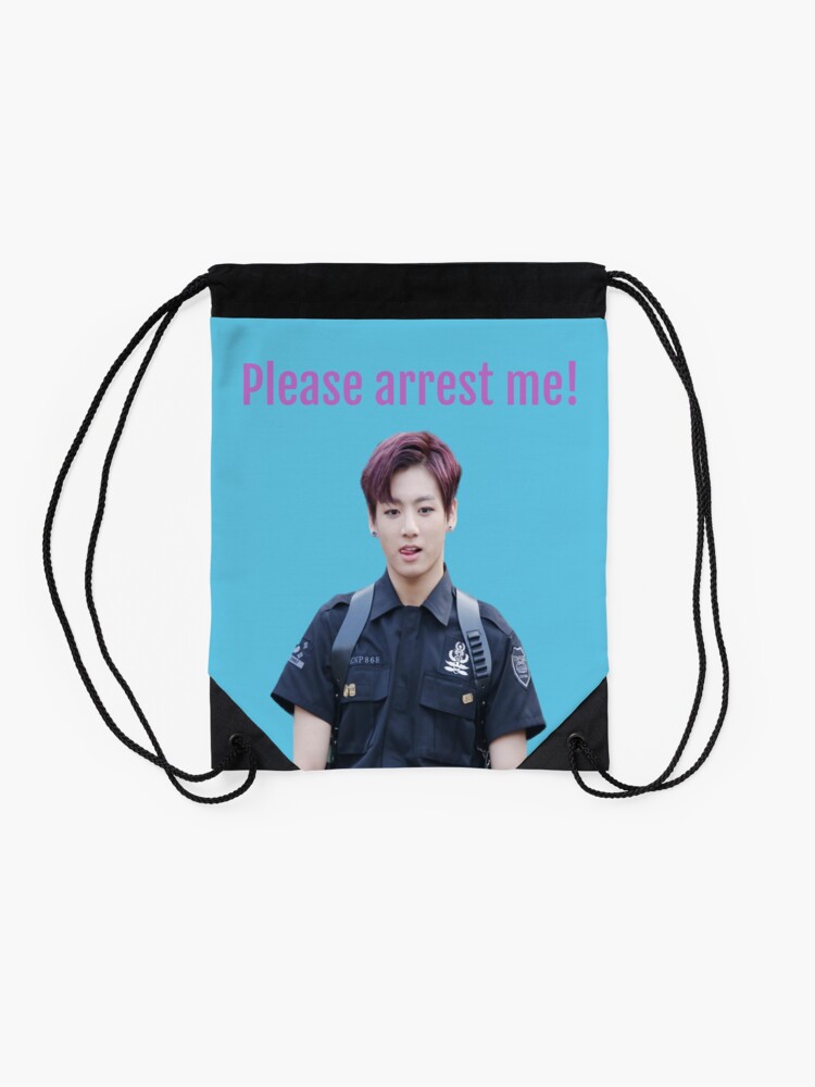 Jungkook Please Arrest Me Drawstring Bag For Sale By Morganm3rry