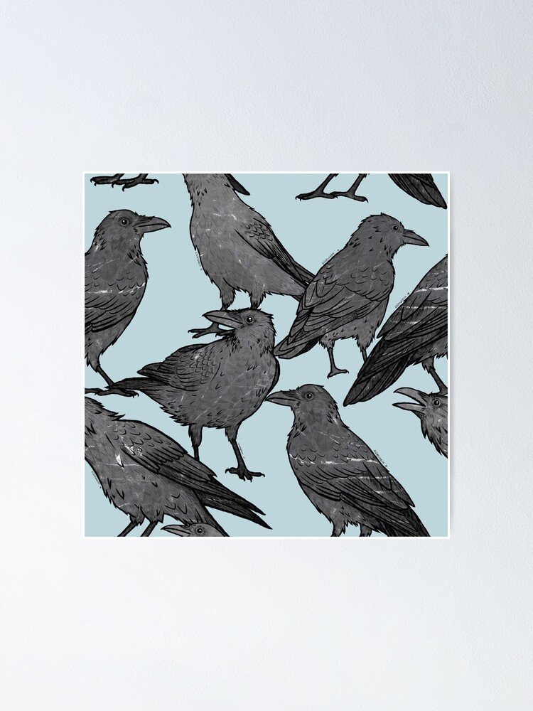 Alternate view of Cute crow pattern Poster