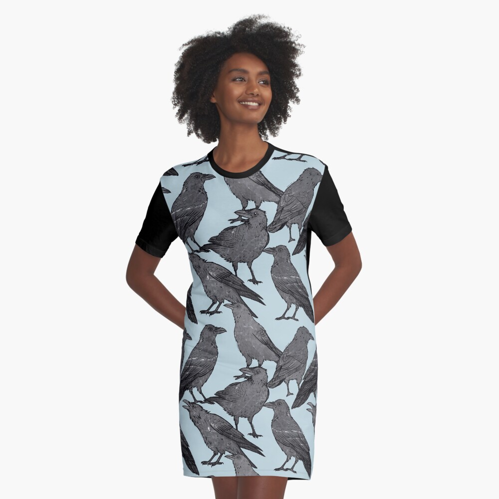 Cute crow pattern Graphic T-Shirt Dress