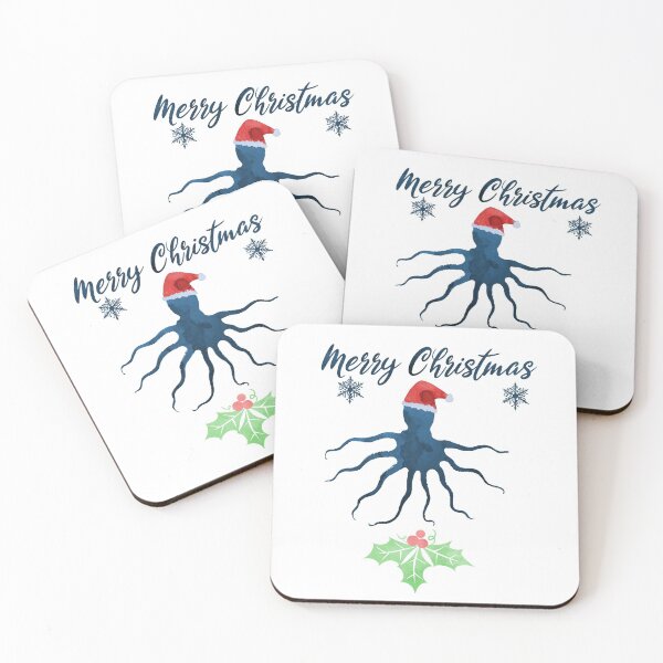 Item preview, Christmas Octopus Xmas Nautical Coastal Navy Blue Art Sea Animals designed and sold by TheJollyMarten.