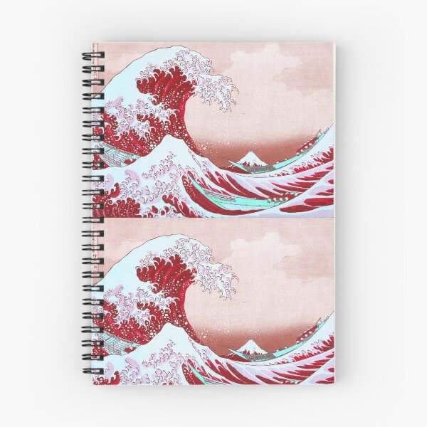 Item preview, Hokusai - The Great Wave of Kanagawa - Pastel Pink Red Ocean Blue Green Colors | Japanese Art designed and sold by balbert3.