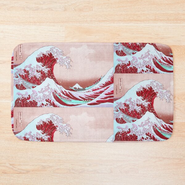 Item preview, Hokusai - The Great Wave of Kanagawa - Pastel Pink Red Ocean Blue Green Colors | Japanese Art designed and sold by balbert3.