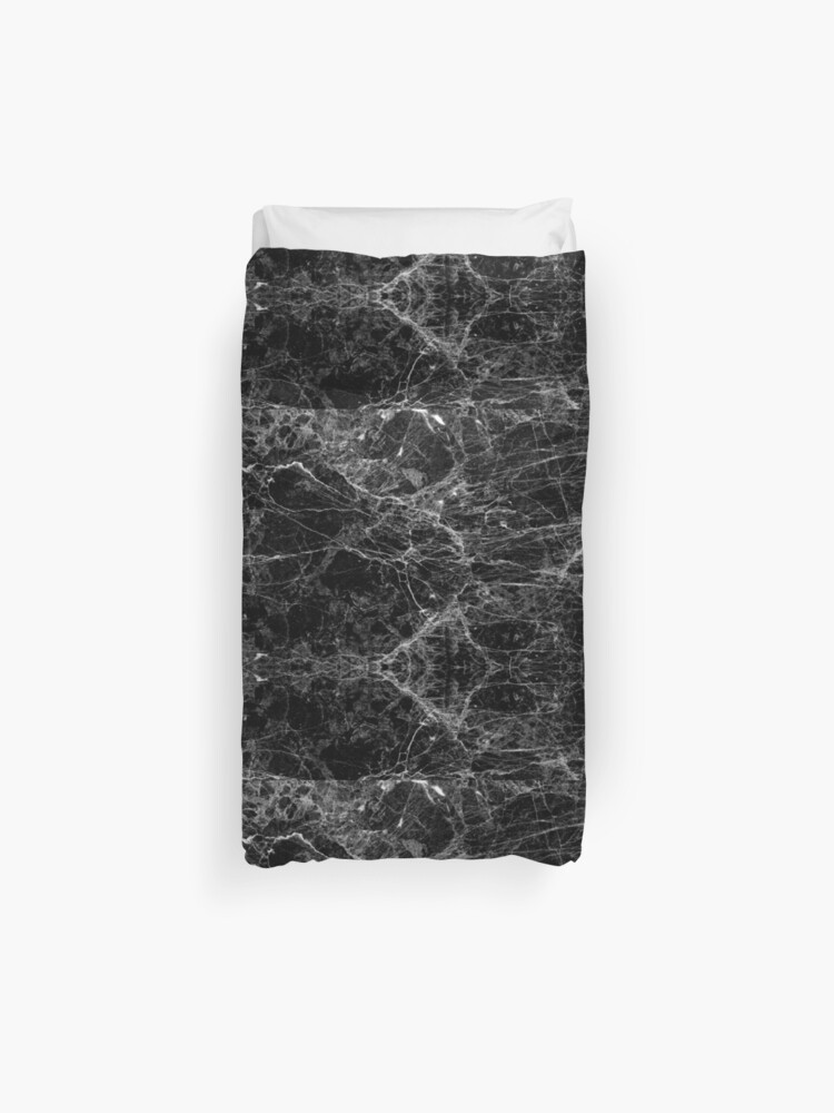 Black And White Modern Faux Marble Pattern Duvet Cover By