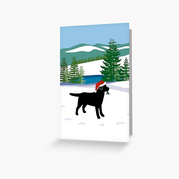 Item preview, Black Labrador Christmas Winter View designed and sold by HappyLabradors.