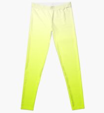 Trendy Neon Yellow to Vintage White Ombre Gradient Leggings