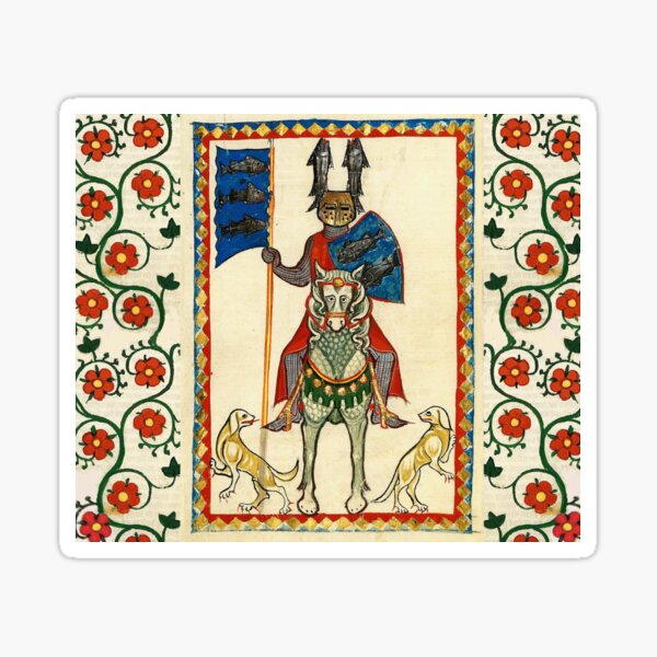 Aperçu de l'œuvre CHEVALIER DES POISSONS, MINIATURE MÉDIÉVALE AVEC ROSES SAUVAGES créée et vendue par BulganLumini.