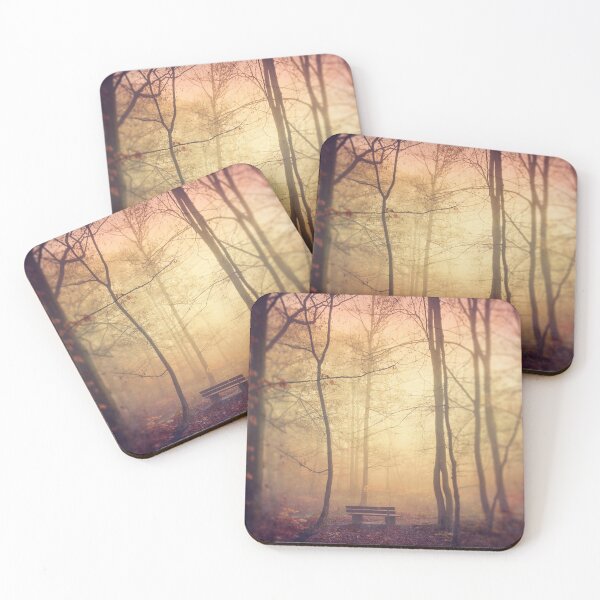 Item preview, bench - misty autumn day in the park designed and sold by Dyrk Wyst Redbubble Shop.