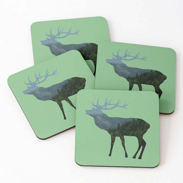 Item preview, Deer with forest, trees and mountains designed and sold by rhnaturestyles.