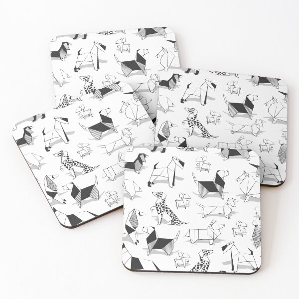 Item preview, Origami doggie friends // white background coloring paper Chihuahuas Dachshunds Corgis Beagles German Shepherds Collies Poodles Terriers Dalmatians designed and sold by SelmaCardoso.