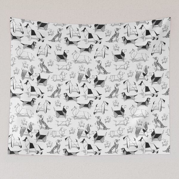 Item preview, Origami doggie friends // white background coloring paper Chihuahuas Dachshunds Corgis Beagles German Shepherds Collies Poodles Terriers Dalmatians designed and sold by SelmaCardoso.