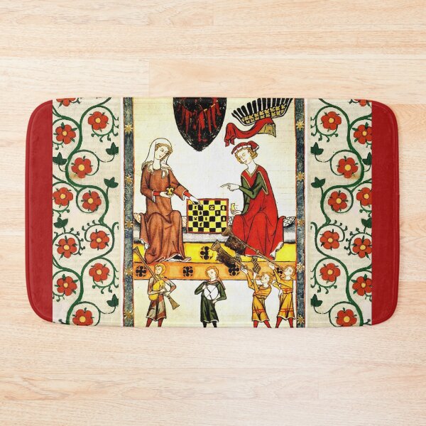 Item preview, MEDIEVAL CHESS PLAYERS IN COURT WITH MUSICIANS AND RED WILD ROSES designed and sold by BulganLumini.