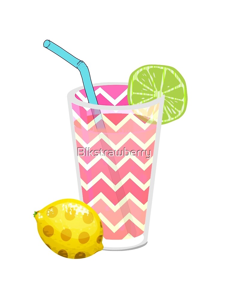 Thumbnail 3 of 3, Drawstring Bag, Cute Pink Chevron Lemonade with Lime Slice designed and sold by Blkstrawberry.